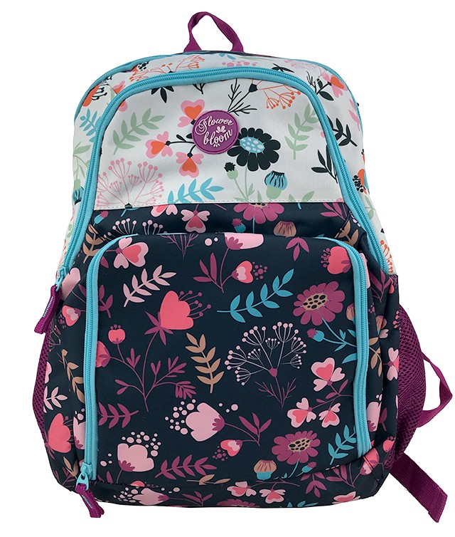 Ghiozdan adolescenti, Flower bloom, imprimeu multicolor - imagine 4